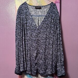 Lane Bryant Shades of  Blue Floral Blouse